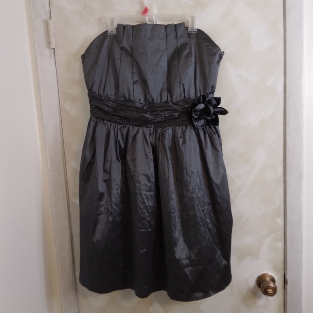 Size 3x Zenobia Strapless Dress Side Zip Silver Metallic NWT Defect